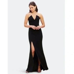 DRESS THE POPULATION Fernanda Strapless Evening Gown in Black Size Medium